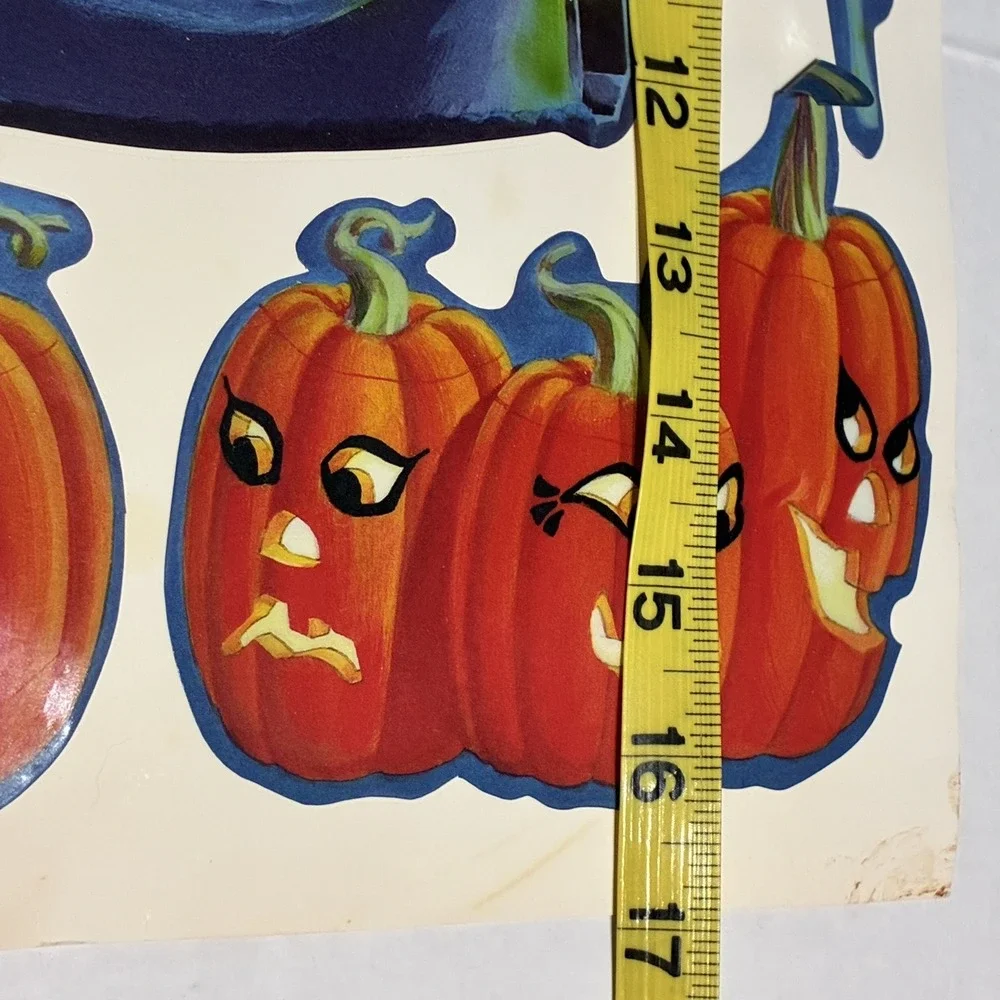 Halloween Window Clings Multicolor Frankenstein Pumpkins Vintage Vinyl Decor